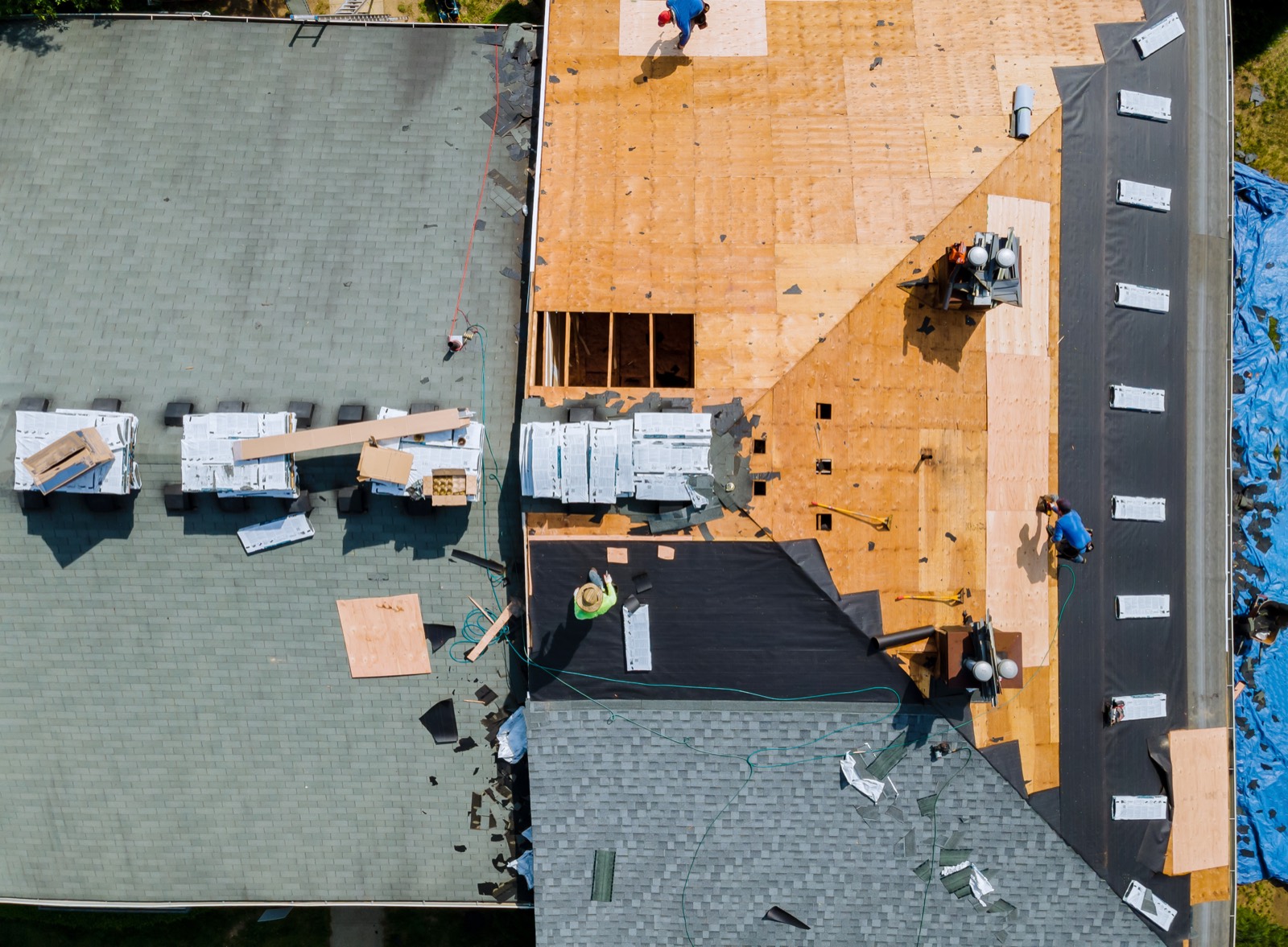 Full roof tear-off and replacement in progress